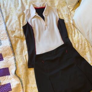 Nike Black and White Sleeveless Top and Skirt Set